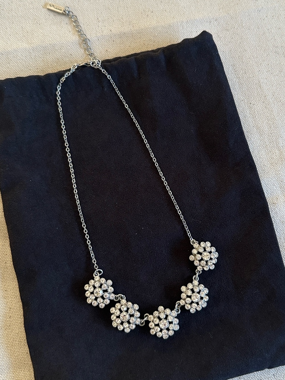 Nina Silver Crystal Cluster Necklace